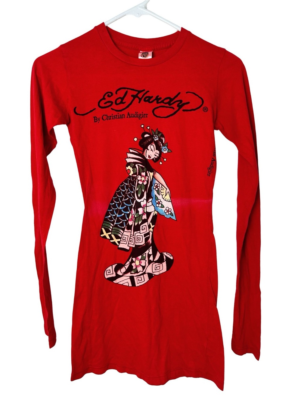 Ed Hardy by Christian Audigier Long Sleeve Geisha Graphic Tee Sz:XS - Picture 2 of 7